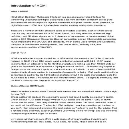 Introduction of HDMI