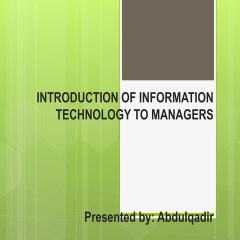Introduction of information technology to managers