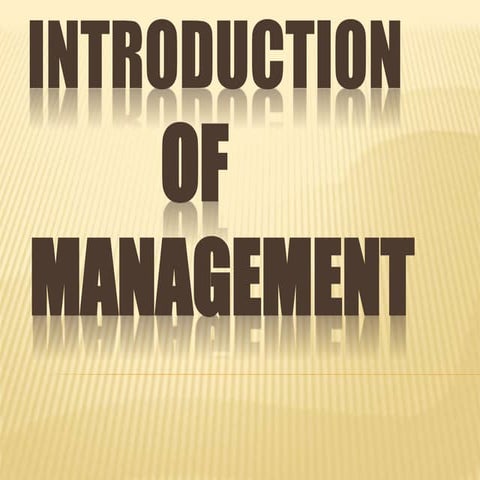 Introduction of management