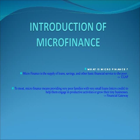 Introduction of microfinance