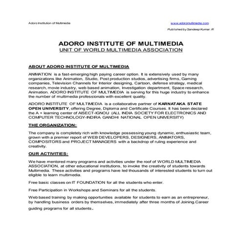 Introduction of multimedia - Adoro Institute of Multimedia