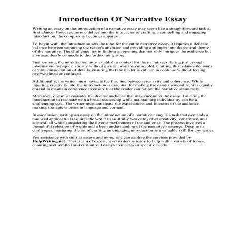 Introduction Of Narrative Essay
