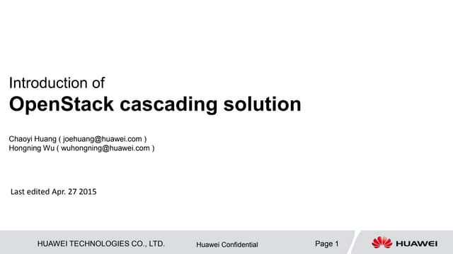 Introduction of OpenStack cascading solution