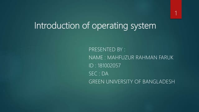 Introduction of operating system