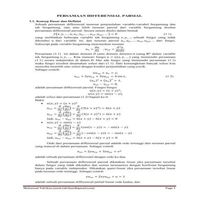 Pengenalan Persamaan Differensial Parsial