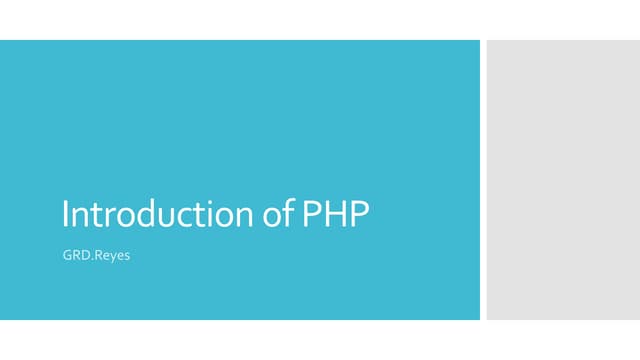 Introduction of PHP.pdf | Web Development | Internet