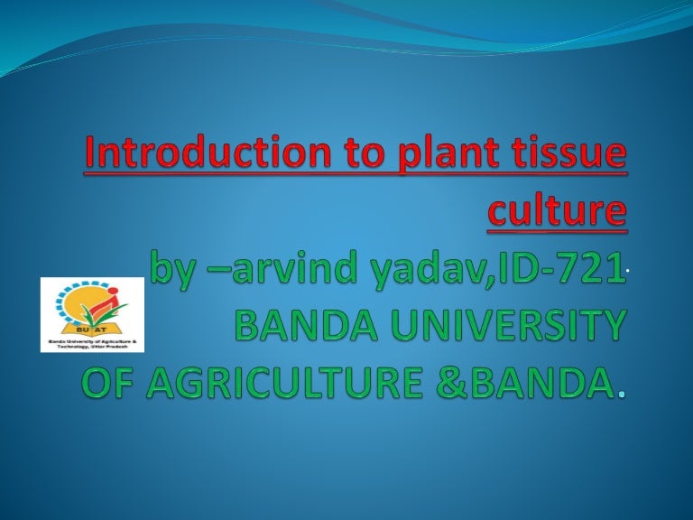 Introduction of plant tissue culture