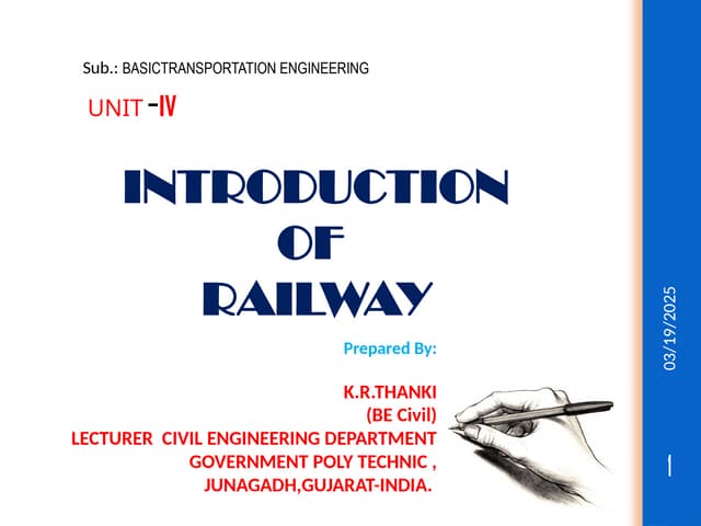 INTRODUCTION OF RAILWAY by Krunal R Thanki