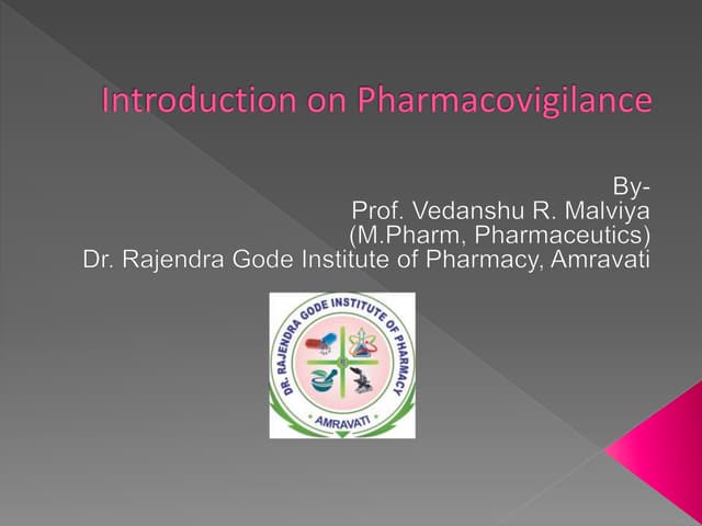 Introduction on Pharmacovigilance.pptx