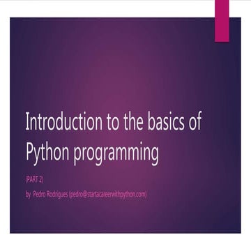 Basics of Python programming (part 2) | PPT