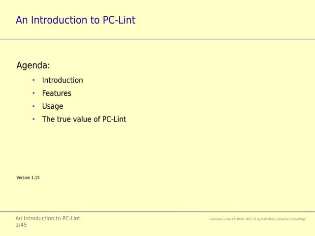 An Introduction to PC-Lint