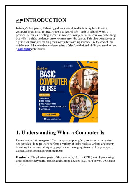 basic computer course | PPT