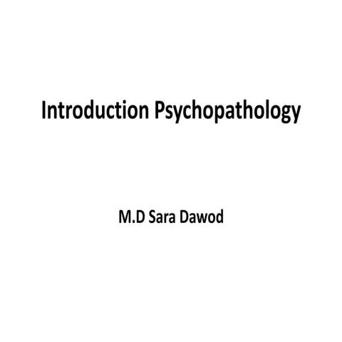Introduction Psychopathology