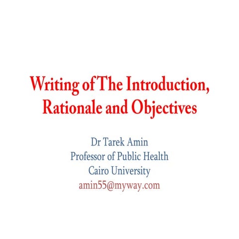 Introduction, rationale and objectives