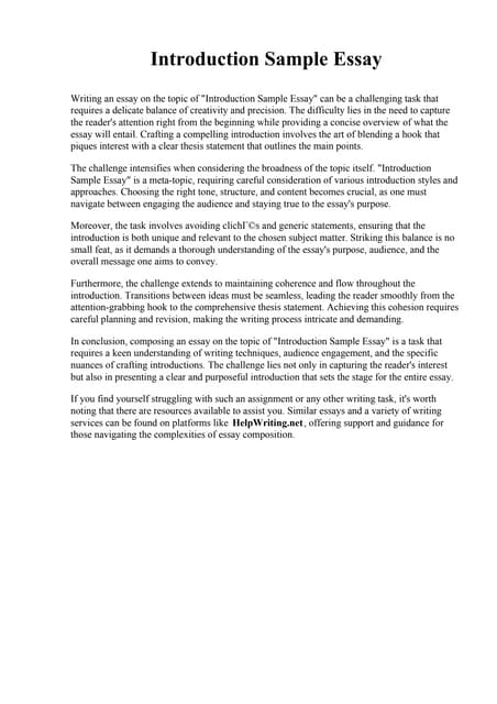 Essay Introduction Paragraph Example.pdf | Homework and Study | Education