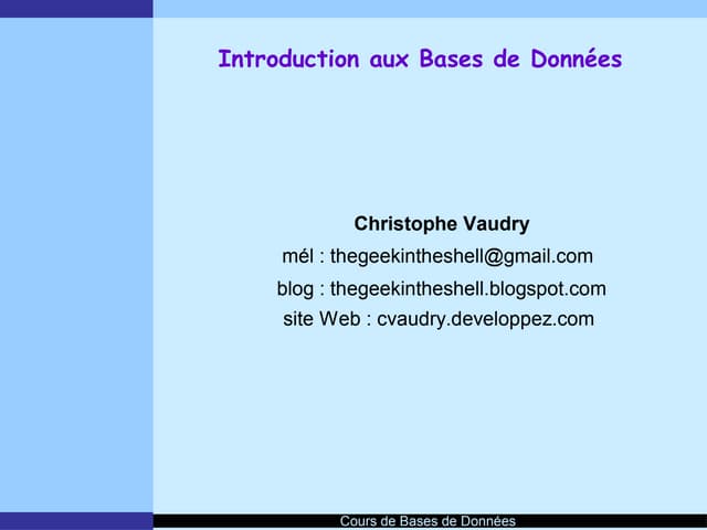 Introduction aux SGBD