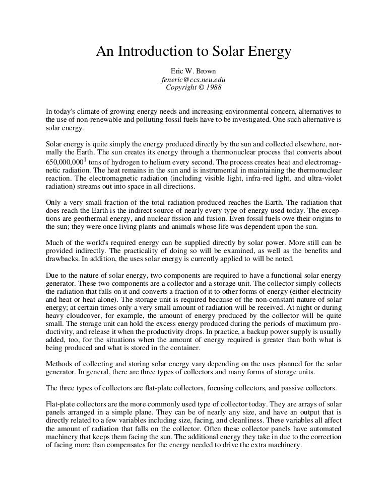 Introduction solar energy