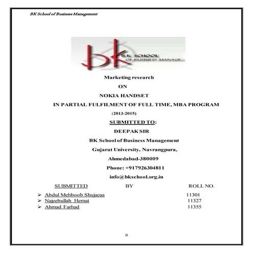 simple survey about Nokia Handset"