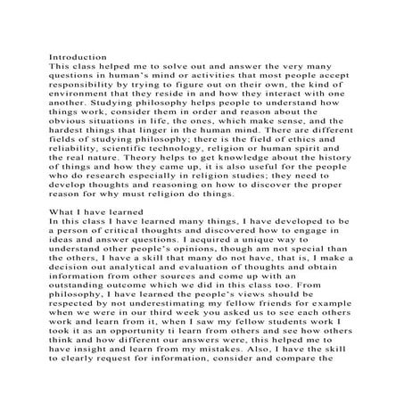 IntroductionThis class helped me to solve out and answer the ver.docx