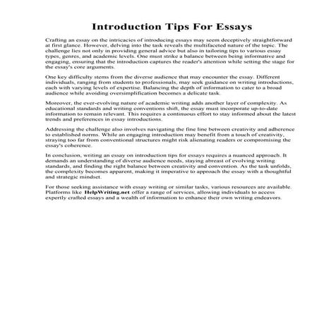 Introduction Tips For Essays. Top tips 2: How to write an introduction ...
