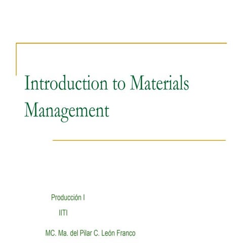 Introductionto Materials Management