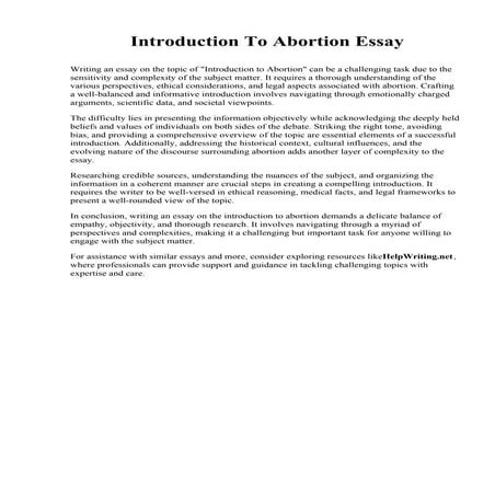 Introduction For Abortion Essay | PDF