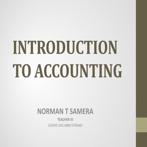 INTRODUCTION TO ACCOUNTING