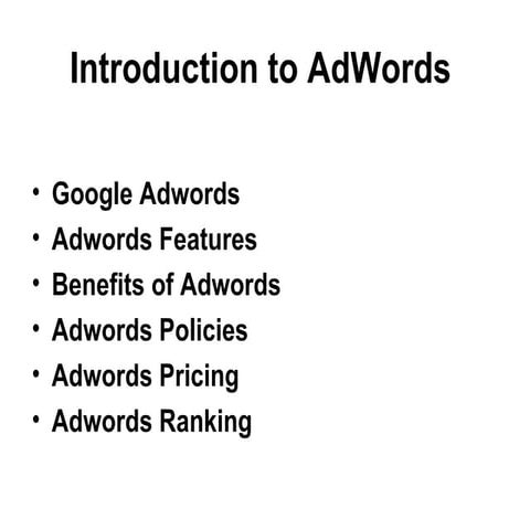 Introduction to adwords