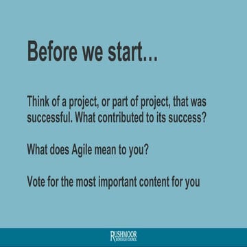 Tools for Change: Introduction to agile