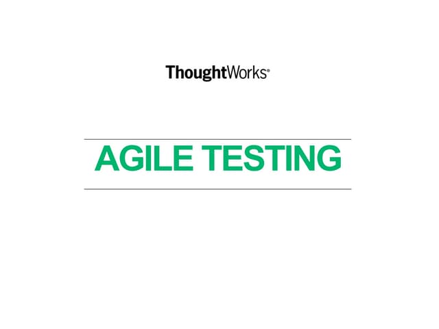 Introduction to Agile Testing