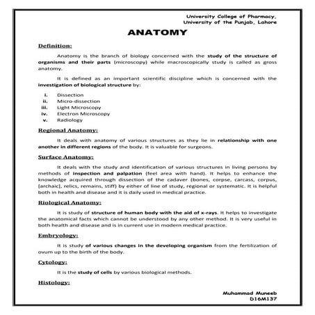 Introduction to anatomy