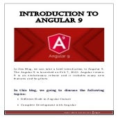 Brief Introduction to Angular 9