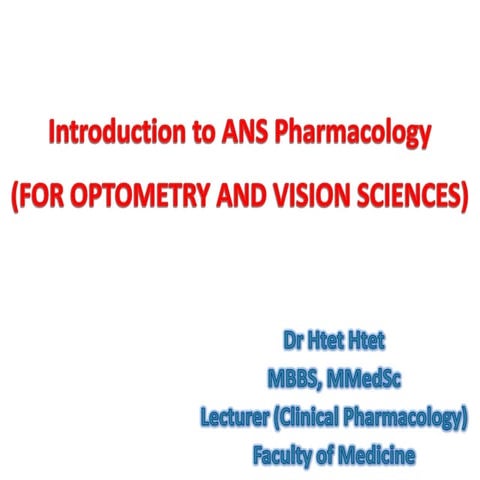Introduction to ANS Pharmacology 