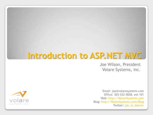 Introduction To ASP.Net MVC