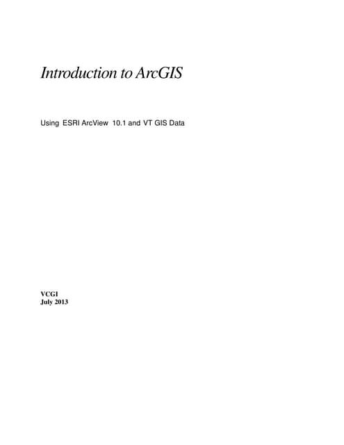 Introduction to ArcGIS 10.1
