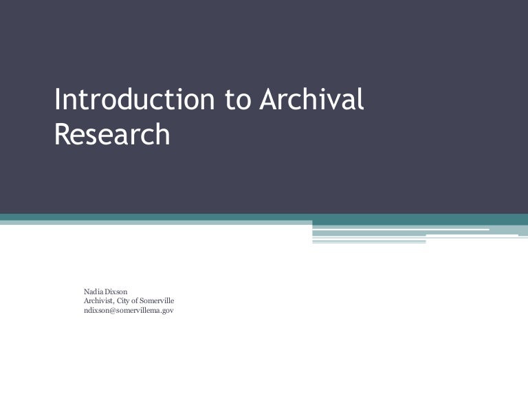 Introduction to archival research