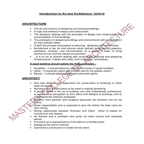 Introduction to art and architecture hand outs  unit-4