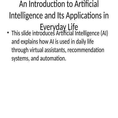 An Introduction to Artificial Intelligence and Its Applications in ...