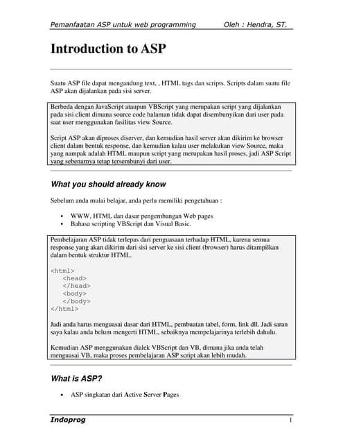 Introduction to asp