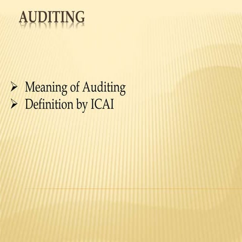 Introduction to auditing, Meaning, Objects and Techniques