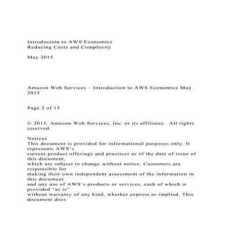 Introduction to AWS Economics Reducing Costs and Complexity .docx