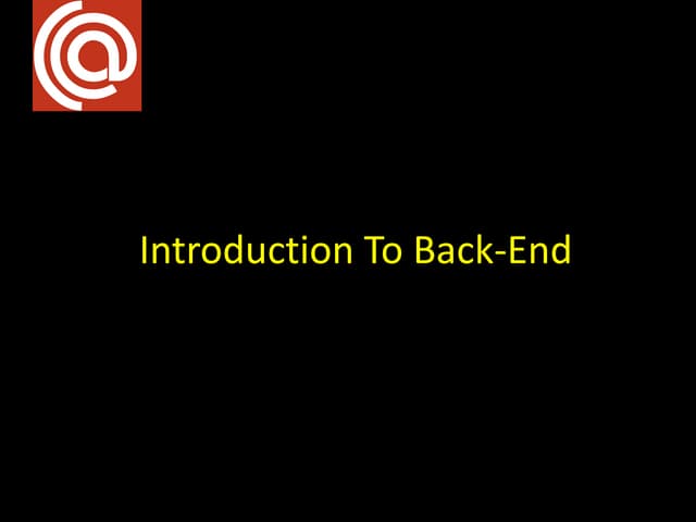 Introduction to back-end