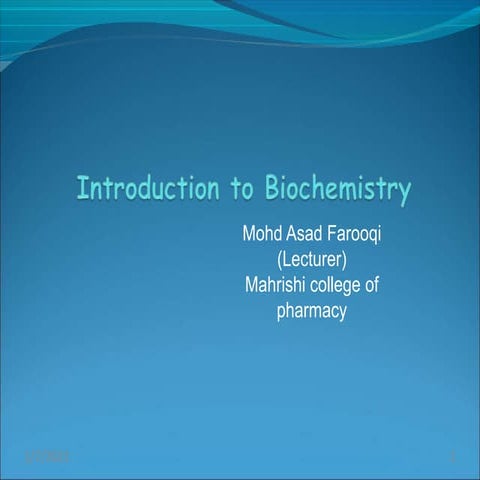 Introduction to biochemistry.