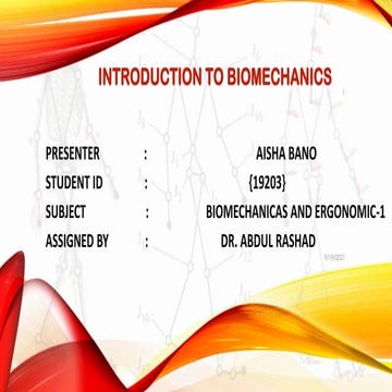 Introduction to biomechanis and ergonomics 1
