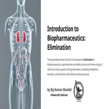 Introduction to Biopharmaceutics Elimination on Slideshare by Raj Kumar Mandal