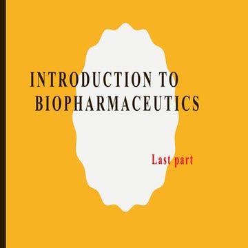 Introduction to biopharmaceutics (Part:05)