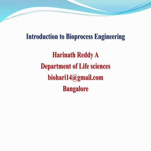 Introduction to Bioprocess engineering