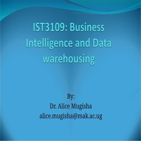 Introduction to Business Intelligence and Data warehousing - ppt