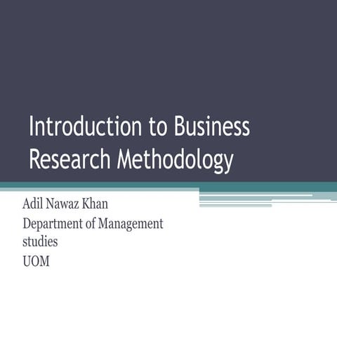 Introduction to business research methodology