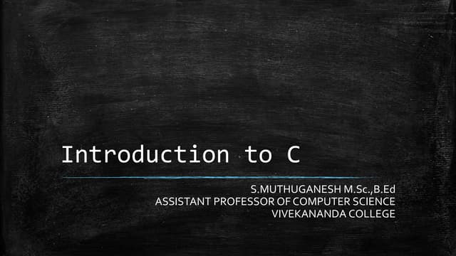 Introduction to c